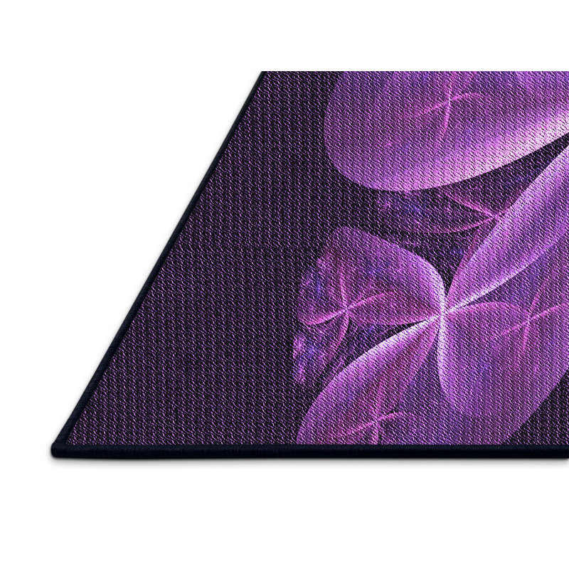 Mauve/blanc/Tapis décoratif bleu marine, Rectangle 7 pi x 9 pi