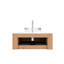 Meuble-lavabo de salle de bain 36 po avec lavabo en cristal transparent de couleur naturelle, lavabo rond à fermeture en douceur, tiroir, système, grand espace de rangement