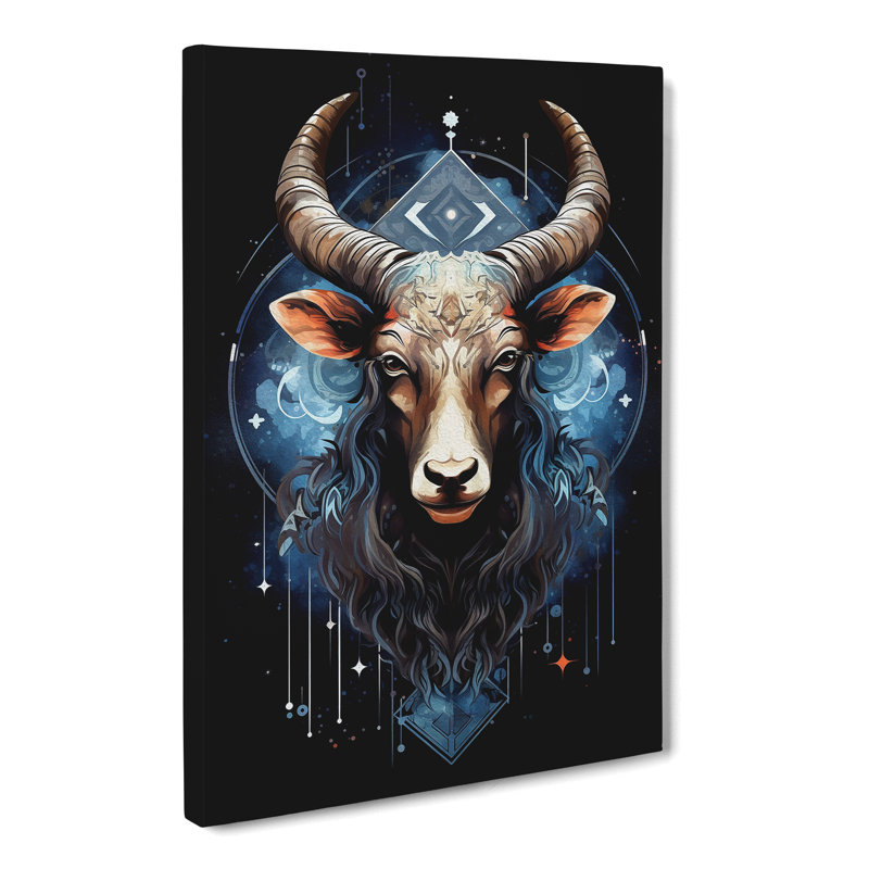 Taurus Zodiac Geometric - Wrapped Canvas, 60cm H x 40cm W x 3cm D