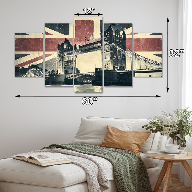 Ladonnia - Angleterre, art mural - décoration murale traditionnelle 5 pièces