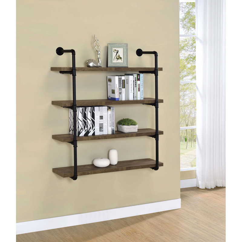Olivia 4 Piece Bracket Shelf, 46" H x 39.25" W x 11.5" D, Rustic Oak