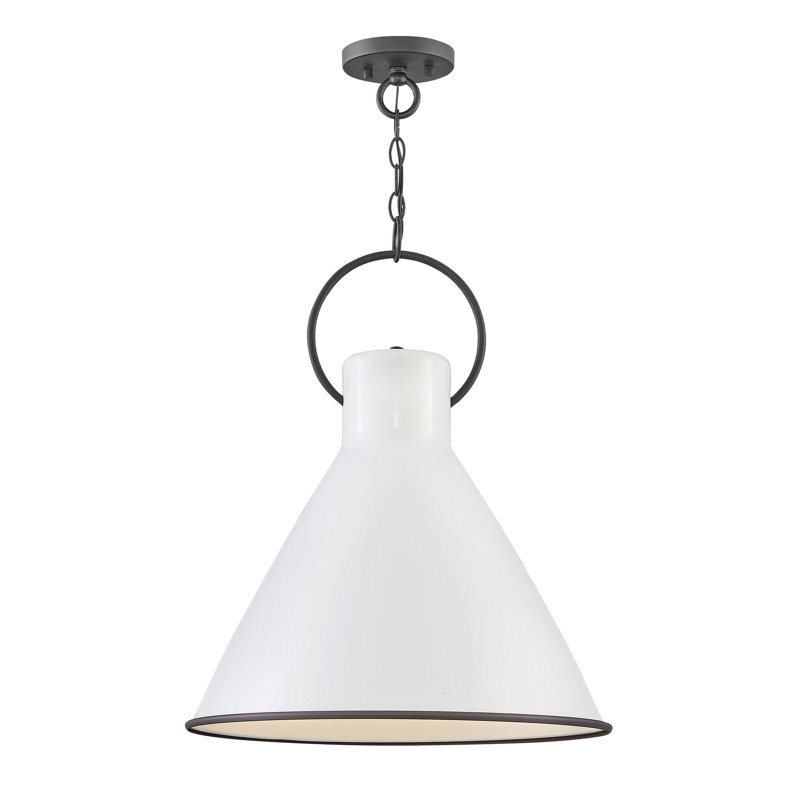 Luminaire suspendu conique à 1 lumière Dax, Zinc vieilli, H 21,5 po x l 18 po x P 18 po