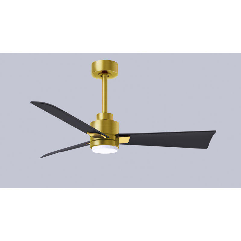Ventilateur de plafond Alessandra, Noir mat, Laiton brossé, 42"