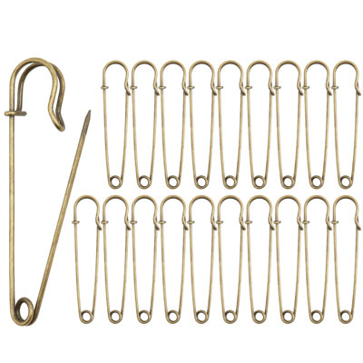 3Inch Large Safety Pins Pack of 20 Heavy Duty Metal Clothes Pins Blankets Pins
