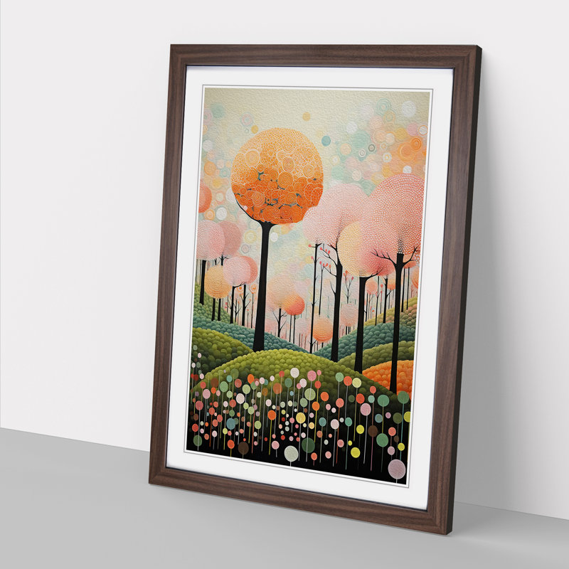 Spring Forest Dadaism No.2 - Single Picture Frame Print on Wood, Walnut, 34cm H x 25cm W x 2cm D