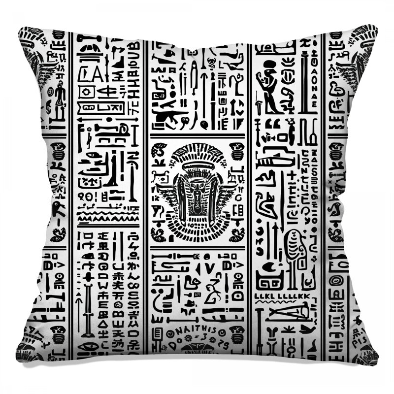 Hieroglyphics Pattern Double Sided Throw Pillows, 20 x 20 inches