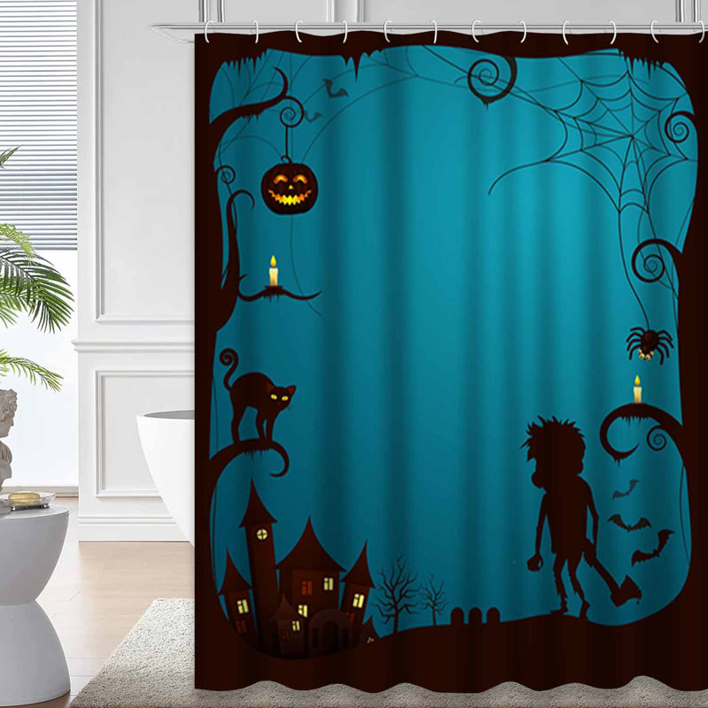 Rideau de douche d'Halloween effrayant avec 12 crochets, L 72 po x l 84 po