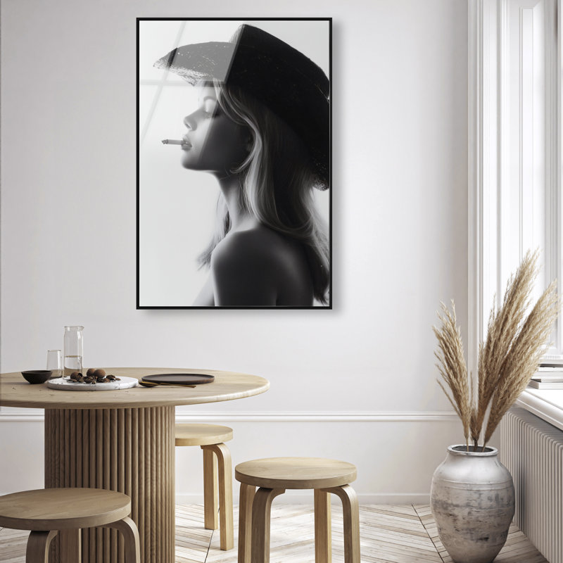 Desert Cowgirl Print, 37"H x 25"W, Black Floater Frame