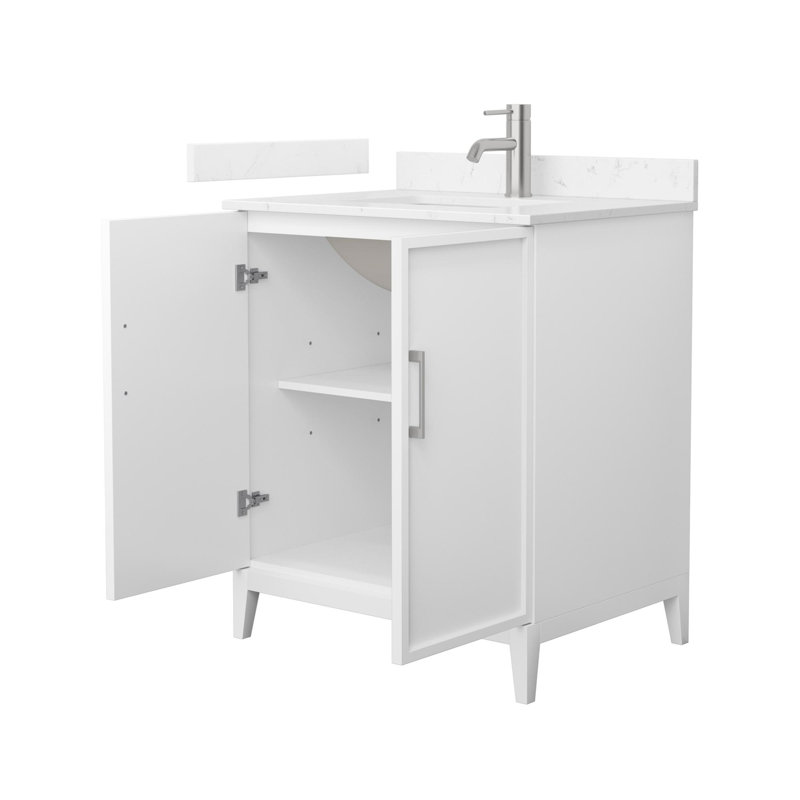 Elan 30'' White Oak Single Bathroom Vanity with Carrara Marble Top
