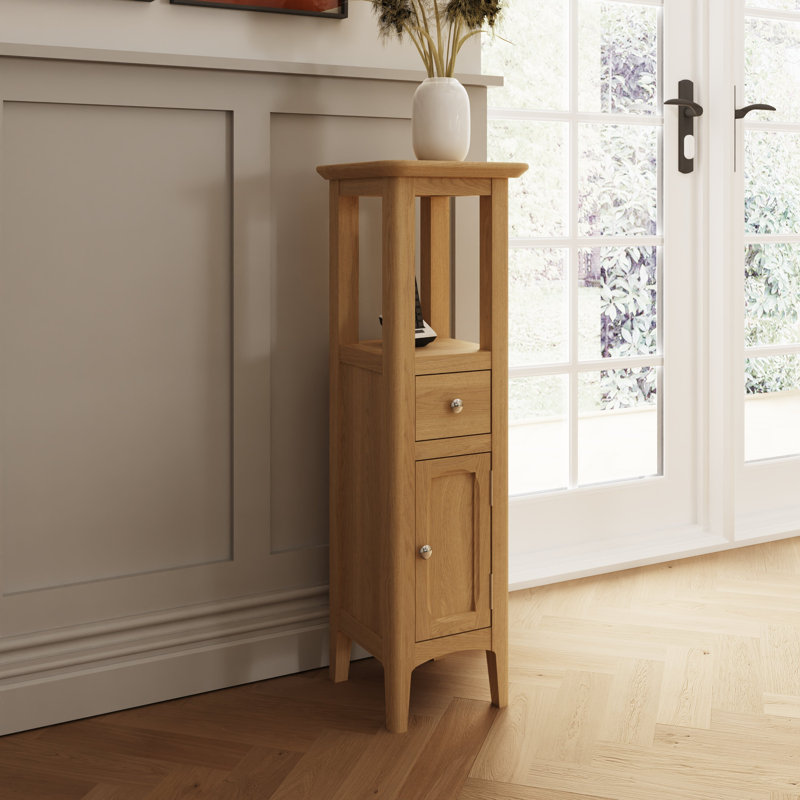 Angie Free-Standing Tall Bathroom Open Top Cabinet, Oak