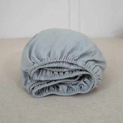 Linen Fitted Sheet (1 Piece) - 14 Inch Deep Pocket Mattress Cover Natural Flax Cotton Blended Soft Breathable Bedding
