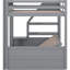 Lit superposé convertible en bois avec rangement de couleur grise, rangement et 3 commodes, finition, console d'escalier