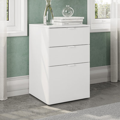 Dallas Modern 3-Drawer File Cabinet - Letter Size - White Office Storage - W15.75" - White
