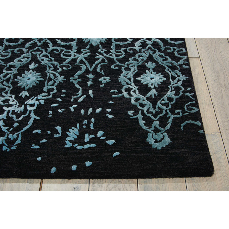 Tapis bleu contemporain Paris, Rectangle 8 pi 6 po x 11 pi 6 po