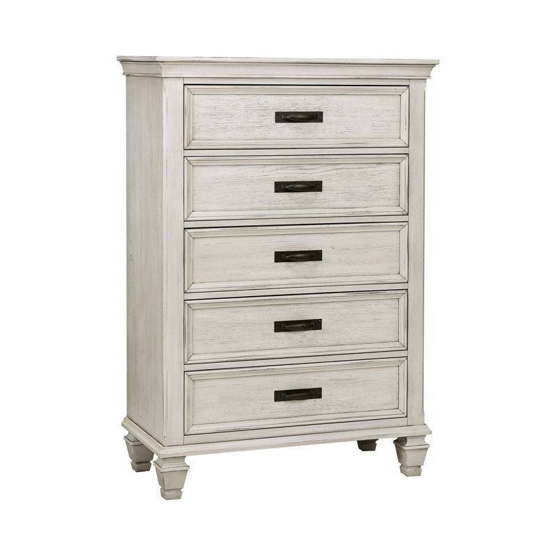 Ensemble de chambre à coucher avec commode 2 pièces Giglia, Blanc antique, Très grand