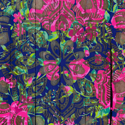 «Distress Pink Navy Flowers», impression sur toile tendue