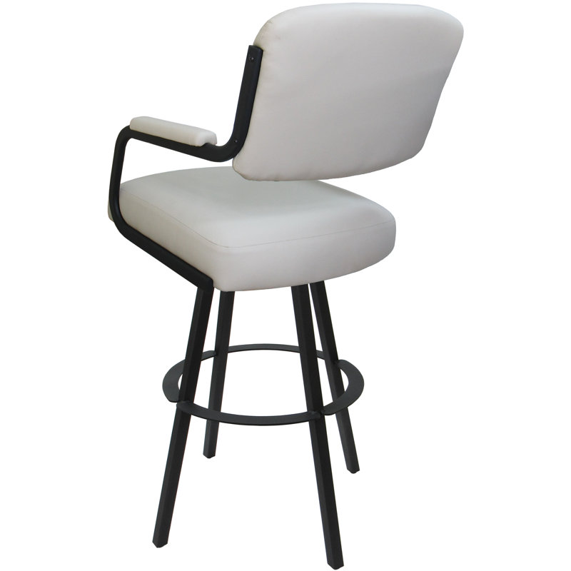Kambria Swivel Metal Extra Tall Bar Stool 34" Seat On Warren Base, Beige Vinyl/Gray Frame