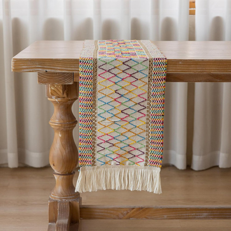 Chemin de table Boho Macrame - multicolore - 12 X 90 pouces