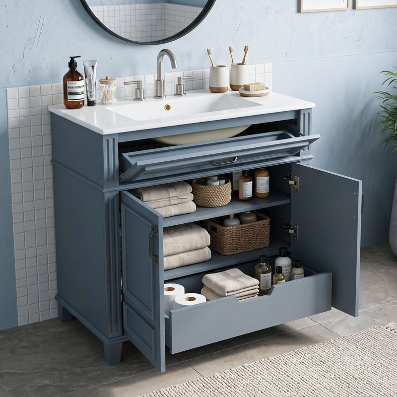 Meuble-lavabo de salle de bain avec lavabo et armoire en céramique