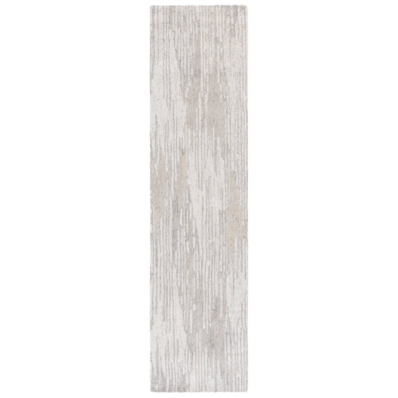 Ebony 925 Hand Tufted Wool/Cotton Abstract Rug in Gray/Ivory, Runner 2'3" x 9'