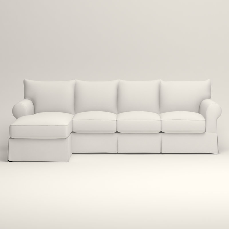 Amari Slipcovered Sectional with Sleeper Sofa, Left Hand Facing, Bella Ocean Performance Velvet