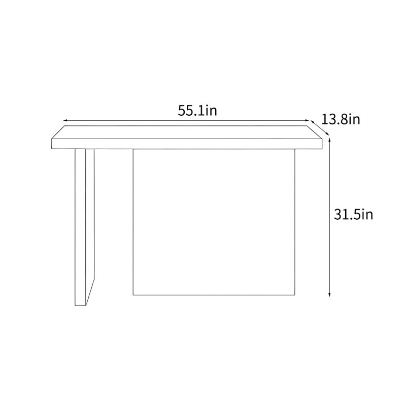 Console rétro simple, H 31,5 po x l 55,1 po x P 13,8 po, Noir