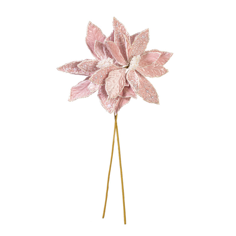 Poinsettia rose nacré 17" 11" Flwr 2/sac, Pink
