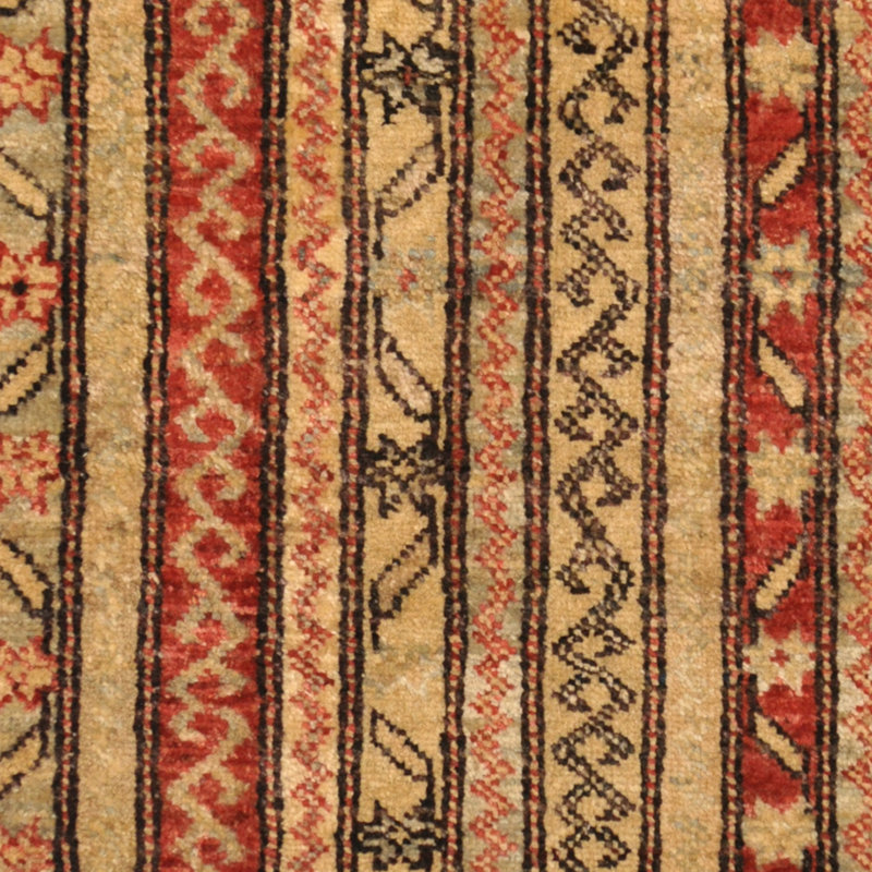 Tapis unique en laine noué à la main de style Kazak rouge / beige 2 pi x 3 pi Luht