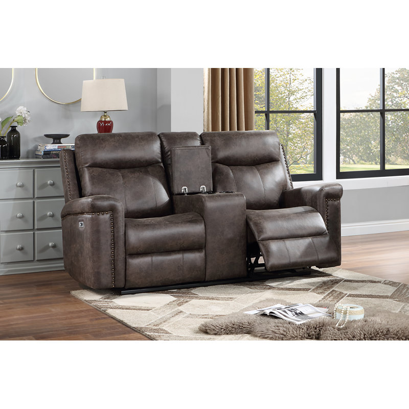 Annakiya 73.5'' Upholstered Reclining Loveseat, Power - Push Button