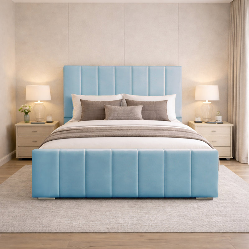 Connell Upholstered Bed Frame, Small Double (4'), Sky Blue