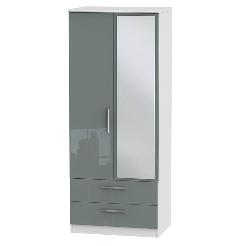 Yvette 2 Door Manufactured Wood Wardrobe, Black, H182 x W77 x D53cm
