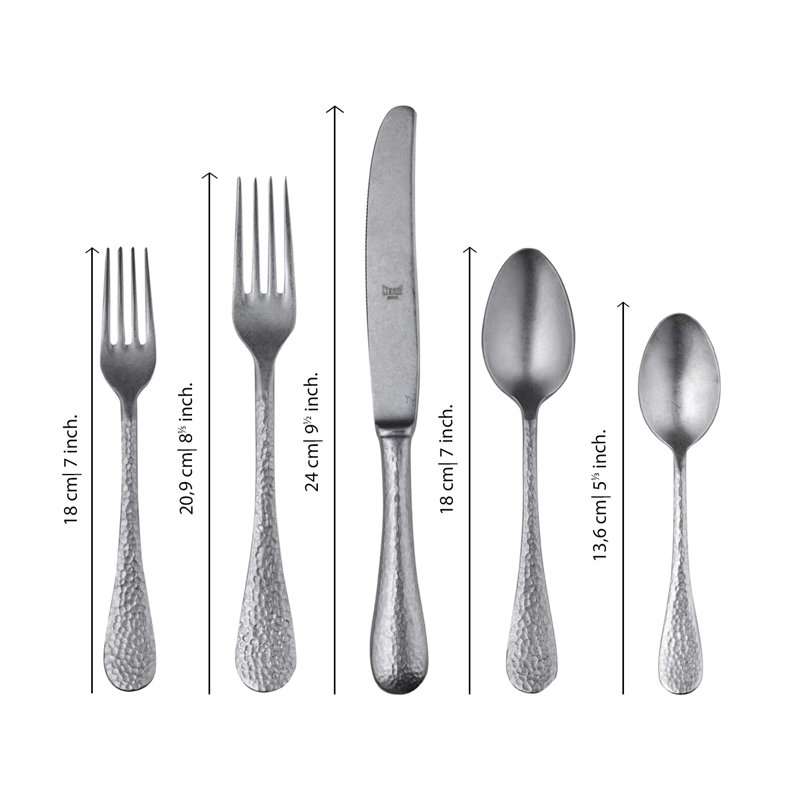 MEPRA Epoque Stainless Steel Flatware Set, Pewter Silver