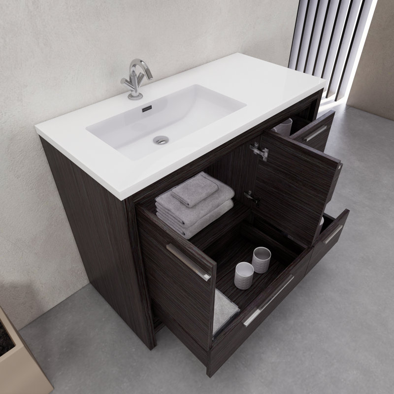 Ensemble de meuble-lavabo simple 42 po Mihrtad Eden, Gris foncé