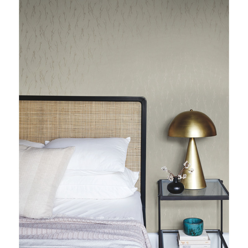 Abstract Metallic Wallpaper Roll, Cream/Gold