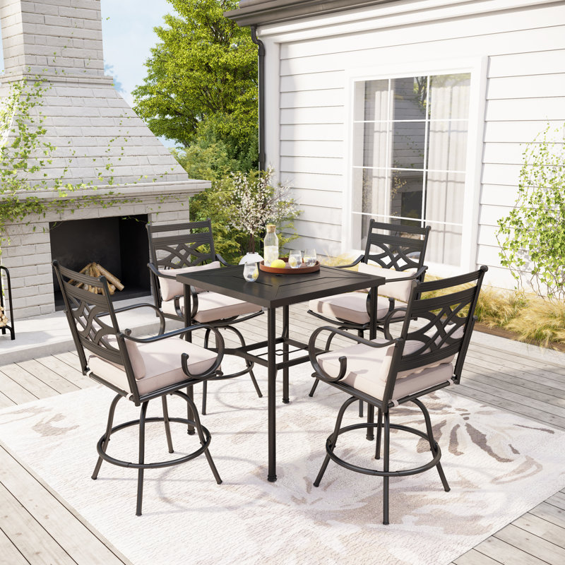 Alyne 4 - Person Patio Dining Set with Square Table , Cushions Included