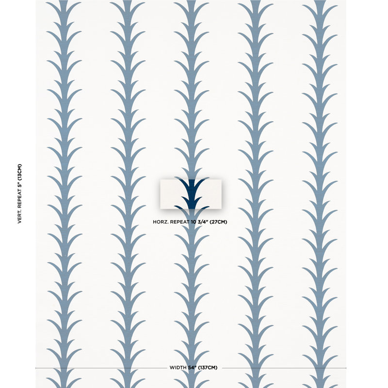 Acanthus Stripe Fabric, Navy
