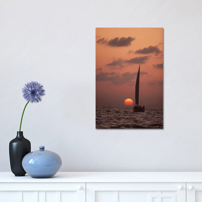 Sailboat Adrift at Sunset, Sri Lanka 1 Piece Wrapped Canvas Wall Art