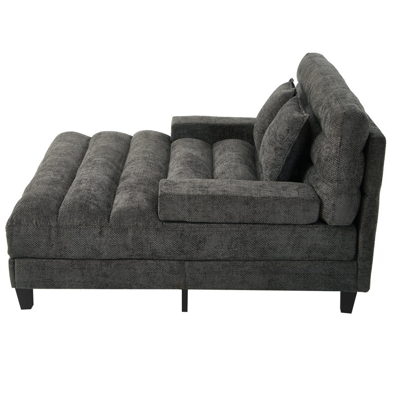 Canapé-lit réglable réglable en chenille pour confort et style de salon, Black 