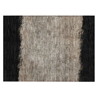 Machine Washable Indoor/Outdoor Husby ACN2214 Striped Rug