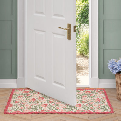 Laura Ashley Sherston Floral Machine Washable Cotton Slub Rugs