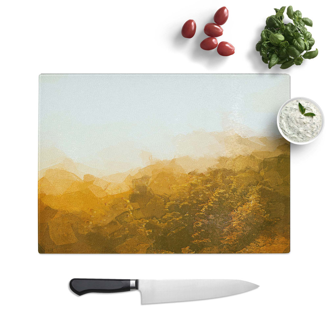 Glass Golden Sun Over The Forest in Abstract Chopping Board