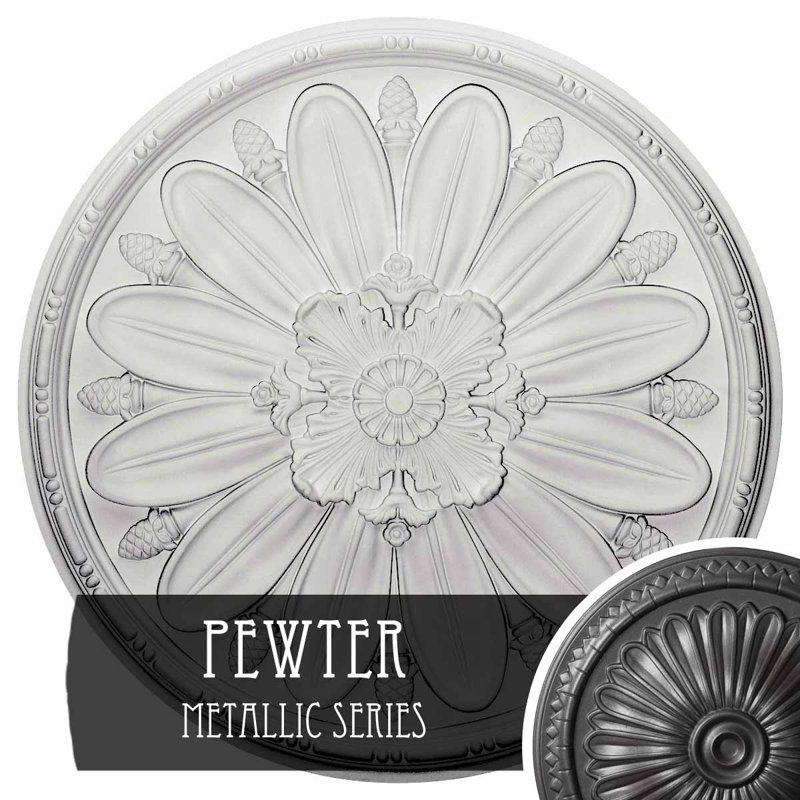 Médaillon de plafond Endurathane perle, DO de 26 1/4 po x P 1 1/2 po (convient aux auvents jusqu'à 1 7/8 po), finition craquelée d'hamamélis peinte à la main