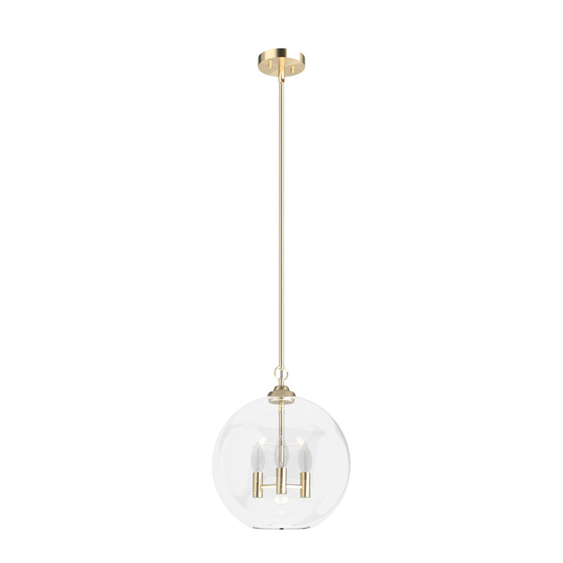 High Oaks 3 Light Globe Pendant, Palm Gold