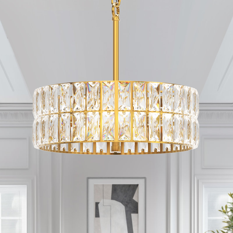 Lustre en cristal 5 lumières, Doré