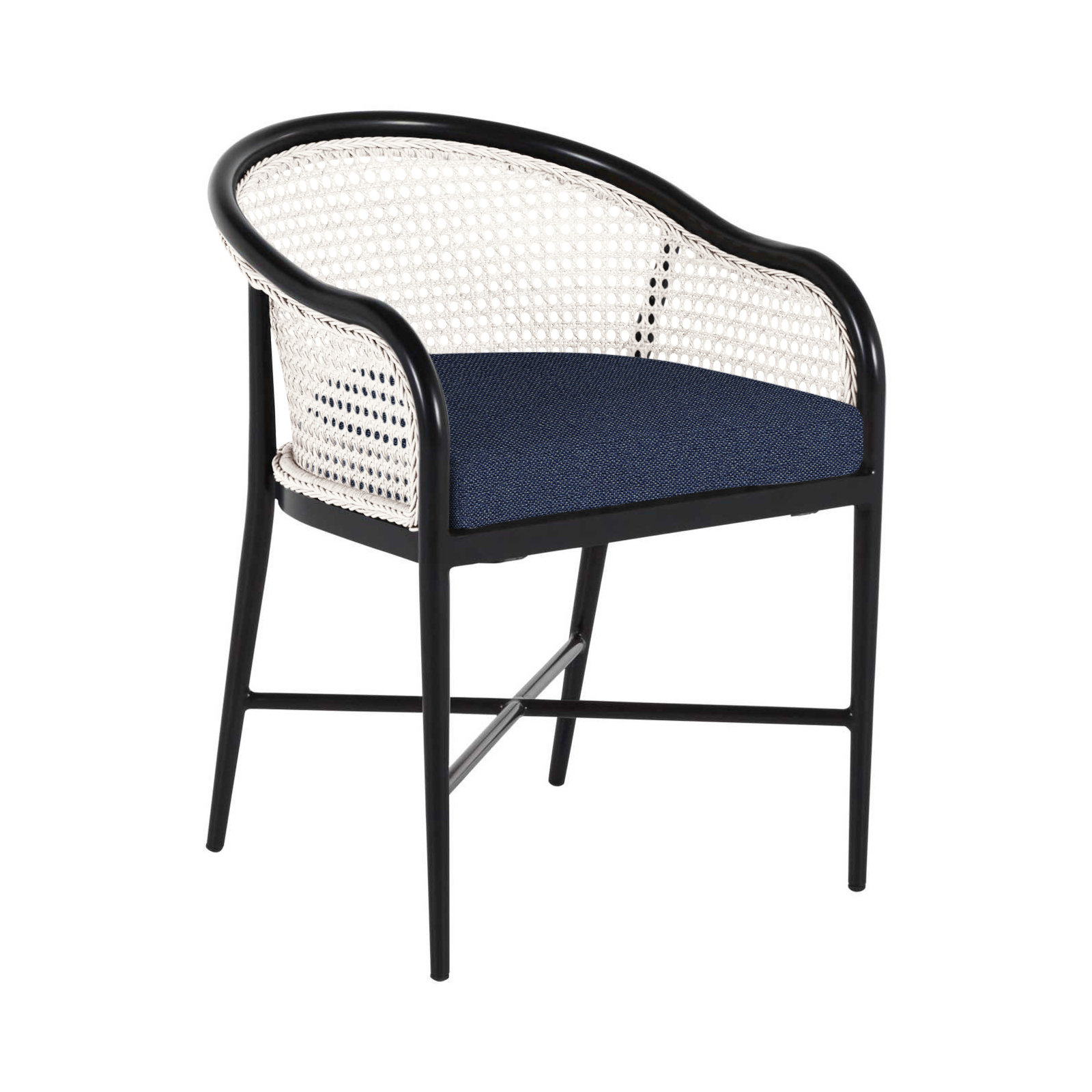 Havana Cane N-Dura Resin Wicker Outdoor Arm Chair, No Welt, Chalk/Natural Cane, Perigold Replay Char