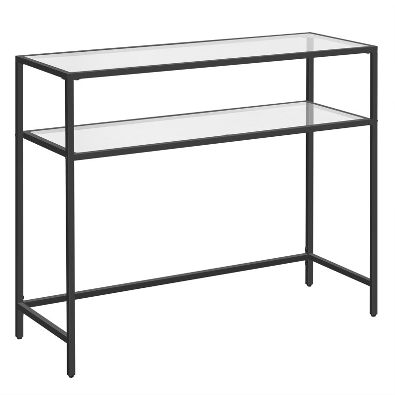 Doynton Glass Top Console Table, Black, 31.5" H x 39.4" W x 13.8" D