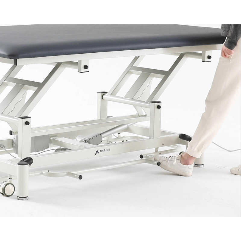 Adjustable Blue Leather and Steel Therapy Table