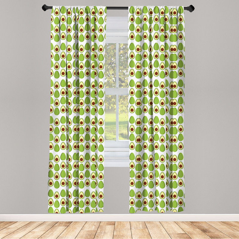 Avocado Semi-Sheer Rod Pocket Curtain Panels, 28" x 63"