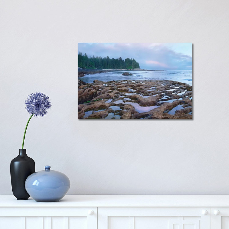 Tide Pools Exposed At Low Tide, Botanical Beach, Juan De Fuca Provincial Park, Vancouver Island, British Columbia, Canada by Tim Fitzharris - Wrapped Canvas Print