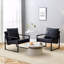 Ensemble de 1 canapé classique en cuir de polyuréthane noir et structure en métal - Conception ergonomique, un mélange parfait de styles moderne et industriel